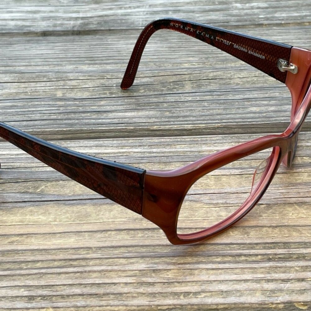 Norma Kamali Women Eyeglasses/Sunglasses Frame Brown Shimmer Handmade in China - Picture 4 of 12
